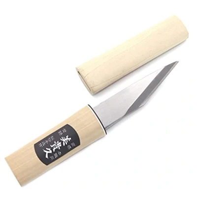 Imagen de Kiridashi Katana Cuchillo artesanal, hoja de carbono y carpintería madera forjada a mano en Japón (pulida, 105 mm)