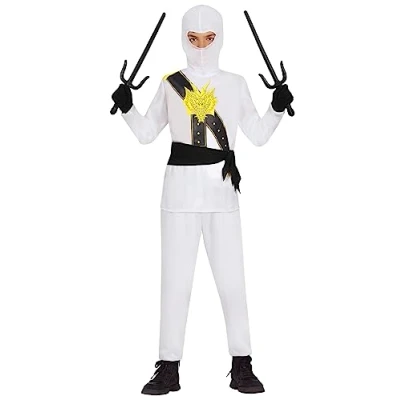 Imagen de FIESTAS GUIRCA Disfraz de Guerrero Ninja Blanco Niño Karate 10 12 años