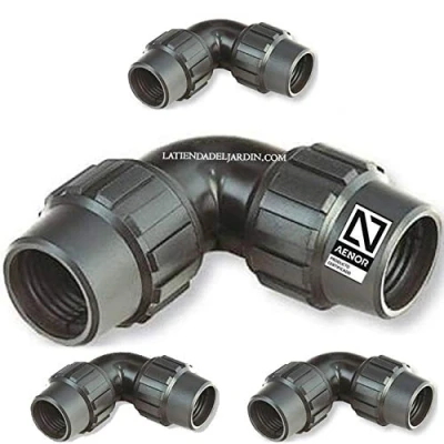 Imagen de Suinga 4 x CODO igual POLIETILENO 25MM. Producto con certificado AENOR utilizado en tuberías PE 25 mm 3/4&quot; para uso fontanería, riego y obras.