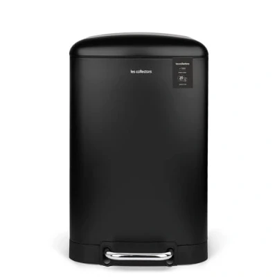 Imagen de Les Collectors Papelera de cocina con pedal acero inoxidable n.º 505, color negro, capacidad 20L, cubo interior extraíble acabado mate, resistente, cierre tapa silenciosa