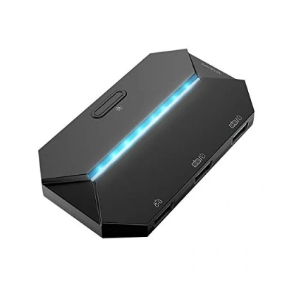 Imagen de UrChoiceLtd G6L Convertidor de controlador juegos retroiluminado RGB, adaptador USB tipo C y mouse LED para PS4/Xbox One/Xbox 360/Nintendo Switch/PS3 (negro)