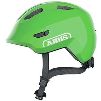 Imagen de ABUS casco infantil Smiley 3.0 de bicicleta con ajuste bajo, diseños adaptados a los niños y espacio para una coleta niñas verde claro dibujo, talla S