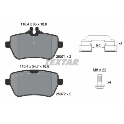 Imagen de TEXTAR 2507101 Juego de pastillas freno preparado para indicador desgaste con tornillos pinza accesorios MERCEDES BENZ: SL Cabrio