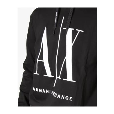 Imagen de Armani Exchange Hoodie, Maxi Print Logo On Front Sudadera para Hombre, Negro, M