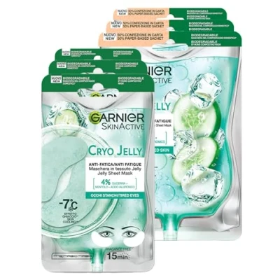 Imagen de Garnier SkinActive Cryo Jelly máscara de contorno ojos antifatiga tela efecto hielo, 3 aplicaciones + facial tejido