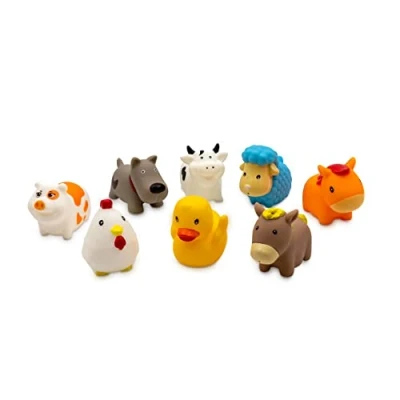 Imagen de TACHAN Bolsa 8 Figuras de baño Animales la Granja Juguetes para bañera Material Suave y Blando Fácil Guardar Transportar (CPA Toy Group 756T00810)