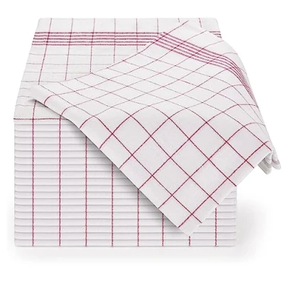 Imagen de Blumtal paños de cocina algodon 50x70cm en juego 20 trapos 100% para secar súper absorbentes paño rojos a cuadros