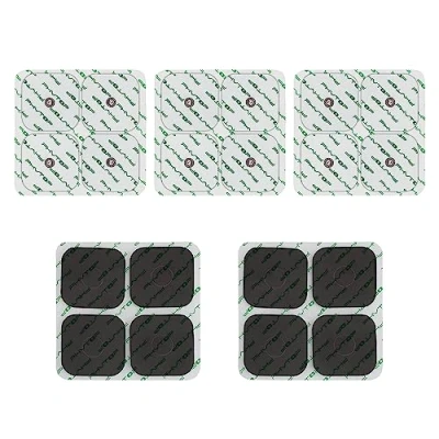Imagen de PHYTOP Electrodos para Tens compatible con Compex, parches electroestimulador autoadhesivos broche de presión fácil conexión botón 3,75 mm (paquete 20)