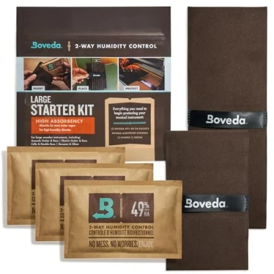 Imagen de Boveda Music Kit de iniciación grande alta absorción (2) 49 % HR Control humedad bidireccional ideal solo para climas extrema guitarras y otros