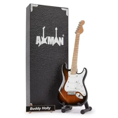 Imagen de Axman Buddy Holly Réplica de guitarra en miniatura Regalos musicales Hecho a mano ornamental escala 1/4 Incluye una caja exhibición, etiqueta nombre y soporte