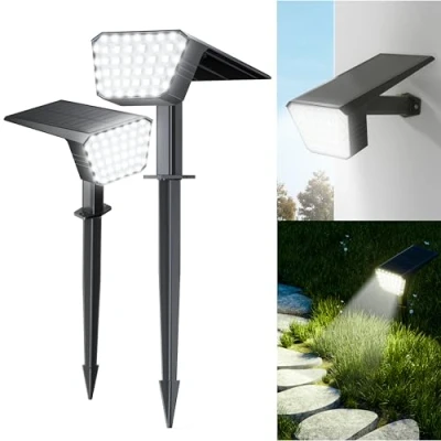 Imagen de FIFlying Luces Solares LED Exterior Jardin, 2 Piezas 44 Focos Solares, 3 Modos Impermeable IP65 Luz Solar para Jardín, Patio, Piscina, Césped, Calzada (Blanco Frio)
