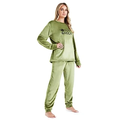 Imagen de CityComfort Pijama Mujer Invierno Polar Suave, Conjuntos de Pijamas Manga Larga S XL (S, Verde)