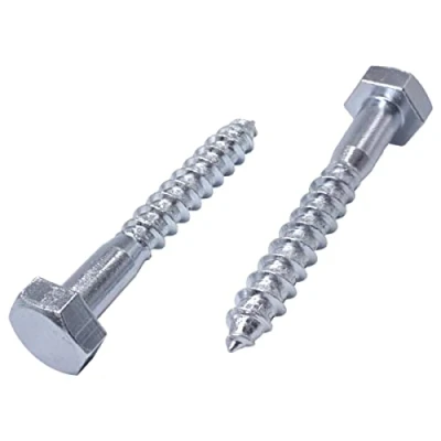 Imagen de 8 tornillos hexagonales de acero chapado en zinc para madera, M10 x 90 mm, tornillo hexagonal DIN 571, pernos retención, cabeza hexagonal, tirafondos (8, mm)