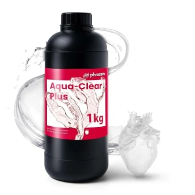 Imagen de Phrozen Aqua Clear Plus Resina Transparente Estándar de Impresora 3D Curado Rápido, Baja Contracción UV 405 nm para LCD/DLP/SLA (1kg)