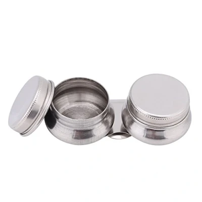 Imagen de 1 pieza acero inoxidable grande doble cucharón taza de paleta aceite contenedor pintura Megilp trementina recipiente disolvente con tapón rosca