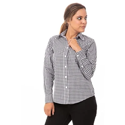 Imagen de Chef Works Camisa de Vestir a Cuadros para Mujer, XL, Negro, 1