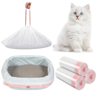 Imagen de 30 Bolsa Arenero Gato para XXL,Bolsas Gatos Con CordóN,Trasportines Arena Aglomerante Gatos,Forro Bandejas Higiénicas 1150 * 450MM