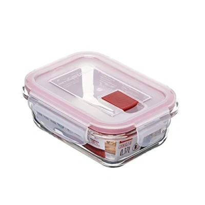 Imagen de Tatay Fiambrebra de Alimentos, Vidrio, Hermética, 0.37L Capacidad, Tapa Clip, Libre BPA, Apto Microondas, Horno, Congelador y Lavavajillas, Color Rojo. Medidas 11.2 x 15.2 5.7 cm