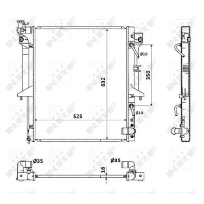 Imagen de NRF 53909 Radiador, refrigeración del motor Aluminio 635 525 16 Aletas soldadas MITSUBISHI: L200 / Triton IV Pick up