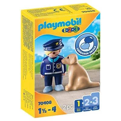 Imagen de PLAYMOBIL 1,2,3 70408 Policía con Perro, De 1,5 a 4 años