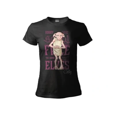 Imagen de Camiseta Dobby Elfo Domestico. Harry Potter Oficial Mujer Adulto., Negro , L