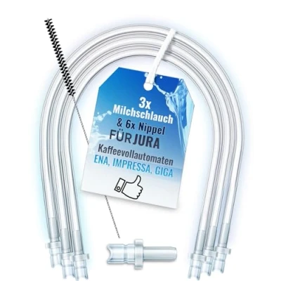 Imagen de Piebert Juego de manguera leche 200425 para Jura ENA E8, GIGA 6 10 W10, IMPRESSA J6 J8 J8twin Z5 Z6 Z7 Z8 Z9 Z10, S8 S80 WE8 (3 x 38 cm, boquilla conexión, cepillo