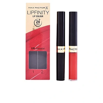 Imagen de Max Factor LipFinity Lip Colour Lipstick Pintalabios, Tono: 115 Confident Paso 1: 2.3ml 2: 1.9g