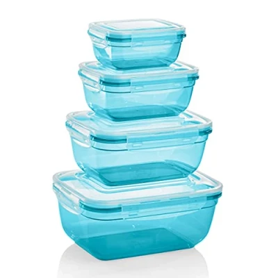 Imagen de Grizzly Contenedores de Almacenamiento Alimentos con Tapas Rectangular Juego 4 Hermético antifugas sin BPA