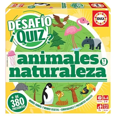 Imagen de Educa Desafio Quiz, Animales y Naturaleza, Juego de Mesa con 380 Preguntas Donde los Jugadores conocerán más sobre Recomendado a Partir 6 años (18219)