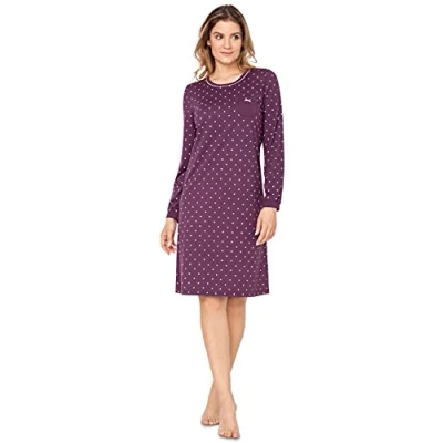 Imagen de e.FEMME® Marion 850 Camisón de manga larga para mujer, 50% algodón y modal, berenjena, 46