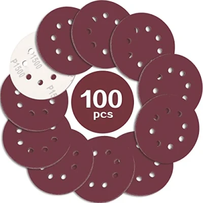 Imagen de STEBRUAM 100 Piezas Discos para lijas 125mm Grano 1500, lija circular con 8 Agujeros Lijadora Excéntrica y Orbital