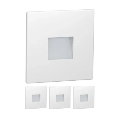 Imagen de ledscom.de 4 LED luz de escalera/luz pared empotrada FOW para interior y exterior, downlight, angular, 85 x 85mm, blanco cálido