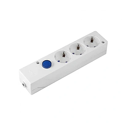 Imagen de SIMON BRICO Base Múltiple Multifix, Regleta de Enchufe Plano, 3 Tomas 16A, Ladrón Enchufes con Toma Tierra e Interruptor Luz, 250V, Potencia Máxima 3680W, Color Blanco