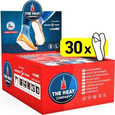 Imagen de THE HEAT COMPANY Plantillas Calentadoras Adhesivas Extra CÁLIDO 8 Horas de pies Calientes Calor instantáneo Activado por Aire Puro Natural Tamaño Large: 41 46 30 Pares
