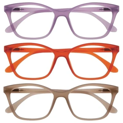 Imagen de OPULIZE KAT Gafas de Lectura Pack 3 Elegante Montura Ojo Gato Malva, Naranja, Topo Hombres y Mujeres Bisagras Muelle RRR59 5GU +2.50
