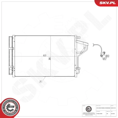 Imagen de ESEN SKV 86SKV138 Condensador con secador Aluminio 610mm HYUNDAI: i30 II Hatchback, KIA: Pro cee‘d Hatchback