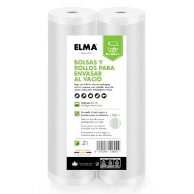Imagen de Rollos Envasadora al Vacío, Bolsas Envasar Vacio Alimentos con Tecnología Line + Nueva Fórmula, Sistema Rayado, Multicapa, Sin BPA, Fabricación Española 20 x 600 cm, 2 Unidades
