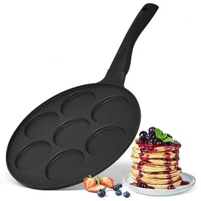 Imagen de joeji&#039;s Kitchen Sarten Tortitas Crepes de 7 Agujeros 26.5cm Frigideira Panquecas Molde Antiadherente Induccion Compatible Fácil limpiar Perfecto para huevos tortillas y más