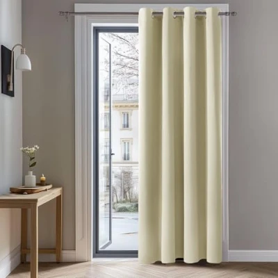 Imagen de Deconovo Cortinas Dormitorio Salon Opacas Moderna con Ojales, Termicas Aislantes Frio y Calor 132x274 cm(Ancho x Alto) Beige Oscuro, 1 Pieza