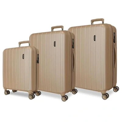 Imagen de Movom Wood Juego de Maletas Beige 55/65/75 cms Rígida ABS Cierre TSA 217L 11,3 kgs 4 Ruedas Dobles Equipaje Mano