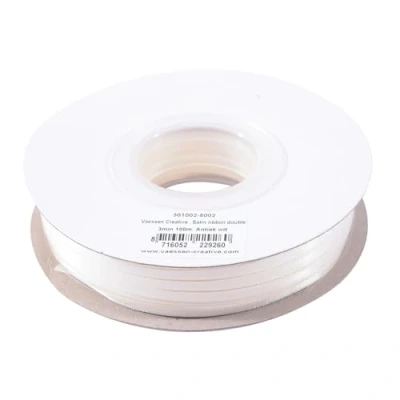 Imagen de Vaessen Creative Ready to Start Cinta de Raso Doble, Satén, Blanco, 3MM x 100M, 100