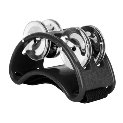 Imagen de Meet shop Pandereta para Caminar,Pandereta de Pie Instrumento con Jingles Acero Brazos y Pies Accesorio Batería(Negro)