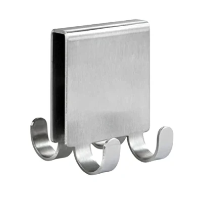 Imagen de WENKO Percha para mampara Doble Vieste Duo Acero Inoxidable Mate Gancho Pared de Ducha con 4 Posibilidades Colgar