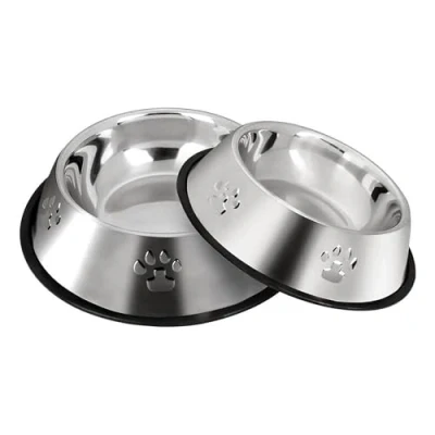 Imagen de 2X Cuencos para Perros con Base Antideslizante. Comedero Mascotas de Acero Inoxidable. Bebedero Gatos Hipoalergénico. Fácil Limpiar y Apto Lavavajillas, 26CM
