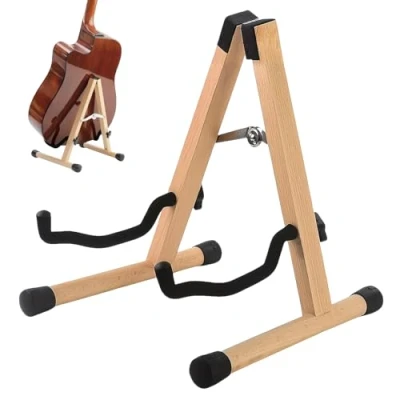 Imagen de SUNOYA soporte de madera para guitarra acústica, suelo guitarra, ajustable, bajo plegable marco A bajo, violonchelo, ukelele