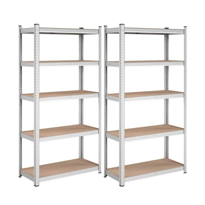 Imagen de SONGMICS Juego de 2 Estanterías Pesadas 5 Niveles, Estantería Acero, Montaje sin Tornillos, Instrumentos, Garaje, Almacén, Trastero, Carga 875 kg, 40 x 90 180 cm, Plata GLR040E02