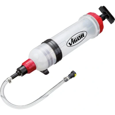 Imagen de bomba de vacío ViGOR V4201 I incluye cinco adaptadores, capacidad: 1,5 litros manual para extracción y llenado líquidos vehículos