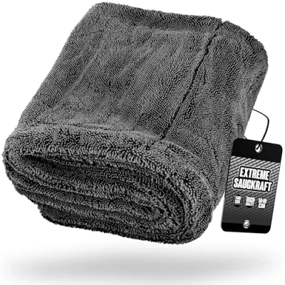 Imagen de Nuke Guys Gamma Dryer XXL paño de Secado Ultra Absorbente 1400GSM Gris 50x80cm sin Pelusas, Fibras Suaves Redondeadas, antiarañazos, Extra Grande Microfibra Premium para Coche, Moto