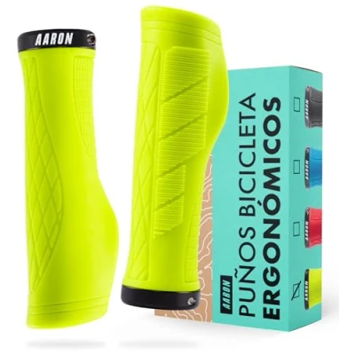 Imagen de Aaron Fit puños de Bicicleta Acolchados Gel, Deportivos Antideslizantes, para Bicicletas eléctricas, Trekking, montaña, Cross, fijación, Amarillo
