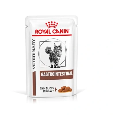 Imagen de Royal Canin Veterinary Gastrointestinal 12 x 85 g Comida húmeda para Gatos Adultos Trozos Finos en Salsa trastornos de absorción intestinal